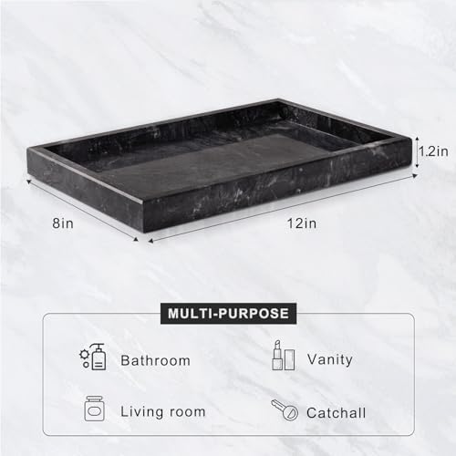 Marble Bathroom Tray for Countertop & Home Decor, Natural Decorative Marble Tray for Jewelry & Perfume Organizer, Luxury