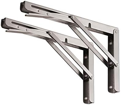 YUMORE Folding Shelf Brackets 20", Max Load: 330lb Heavy Duty Stainless Steel Collapsible Shelf Bracket for Table Work B