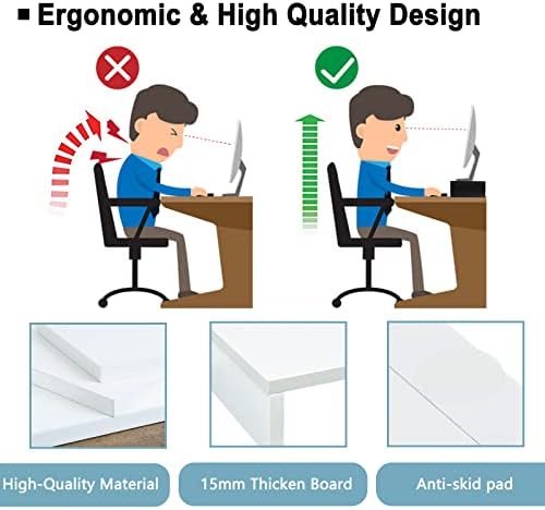 TEAMIX 20 inch White Monitor Stand Riser, Wood Desktop Computer Stand