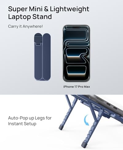 SODI Ultra Compact Foldable Laptop Stand - Portable Laptop Holder for Desk & Travel Use, Adjustable, Ergonomic Aluminum 