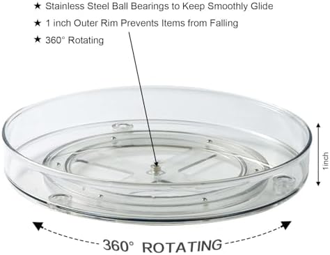 Lazy Susan Turntable Food Storage Container for Cabinets, Pantry, Refrigerator, Countertops, BPA Free - Spinning Organ-i