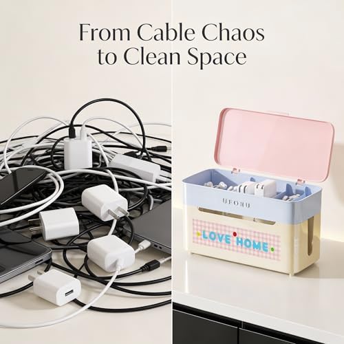 2-Tier Rolling Cable Management Box with Wheels (Large) – Mobile Power Strip Hider & Cord Organizer – Under Desk Wire Co