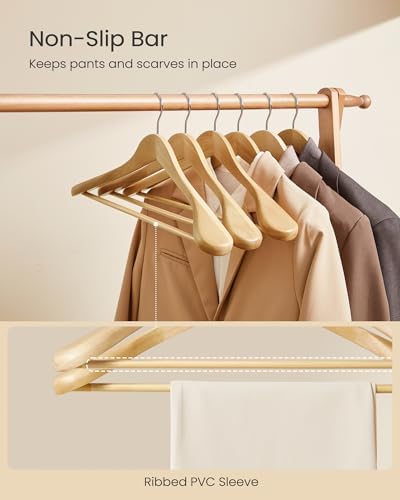 SONGMICS Wooden Suit Hangers 10 Pack, Extra-Wide Shoulder Clothes Hangers