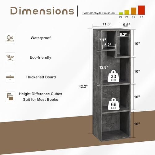 VECELO Cubby Storage Organizer Bookcase, Open Cube Display Shelf Cabinet, Freestanding Multicompartment Bookshelf for De