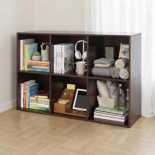 Solid Wood Cube Bookcase, Floor-Standing Storage Bookshelf(6-Cube)
