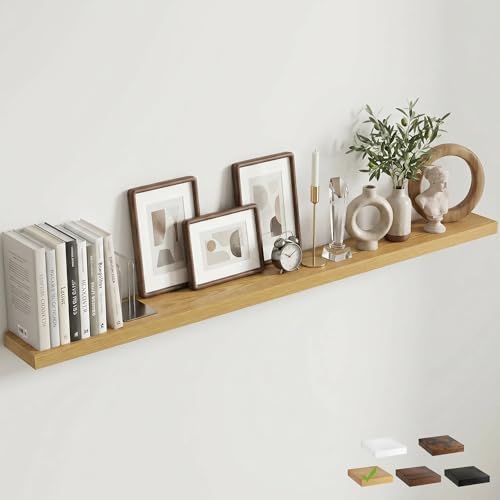 72 Inch Floating Shelves for Wall, 6.5"D Wood Storage Shelves, Oak Finish