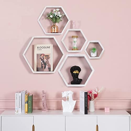 Hexagon Shelves,Floating Wall Shelf,Honeycomb Octagon Cube Shelves Wood