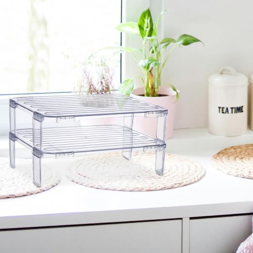 SHOWERORO 2pcs Stacking Shelf Freezer Rack - Kitchen Storage Rack