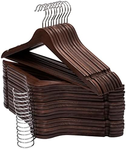 Solid Wooden Hangers 30 Pack, Wood Suit Hangers with Extra Smooth Finish, Precisely Cut Notches & Chrome Swivel Hook, Wooden Clothes Hangers for Shirt Coat Jacket Dress