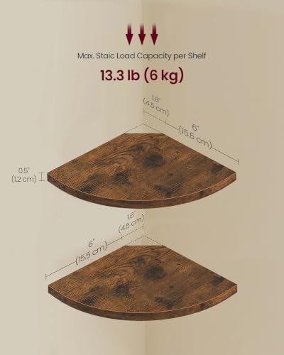 VASAGLE Floating Corner Shelves, Set of 4, 6 x 6 x 0.5 Inches