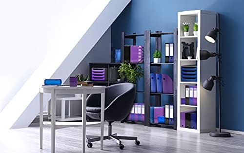 Exacompta - Ref 310703D - BIG-BOX Desktop Drawer Set - 4 x 55mm Drawers, Suitable for A4+ Documents, 347 x 278 x 267mm, 100% Recycled Plastic - Black/Royal Blue