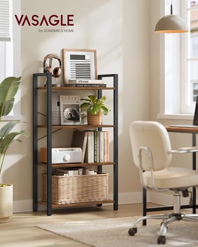 VASAGLE 4-Tier Bookshelf, Bookcase with Shelves, Storage Shelf, Living Room