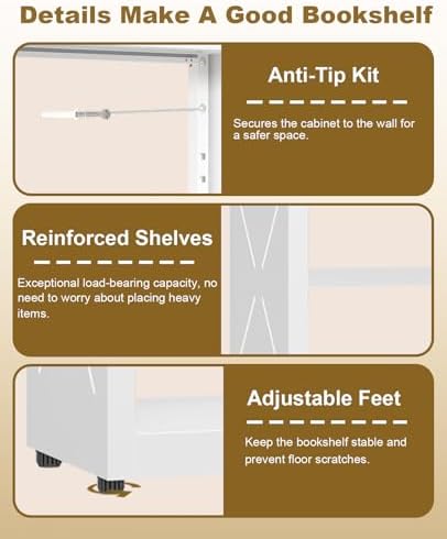 3-Tier Metal Bookshelf, Small Bookcase with Adjustable Shelves