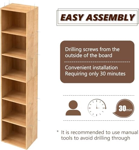 Wooden 6 Cube Storage Organizer, 6 Tier Storage Cubes Unit Display Cubby, Versatile Cubes Shelf and Cubby Organizer for 