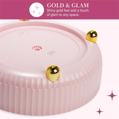 Paris Hilton 360° Rotating Makeup Organizer Tray, Large Capacity for Skincare & Beauty Essentials, Fluted Design with Go