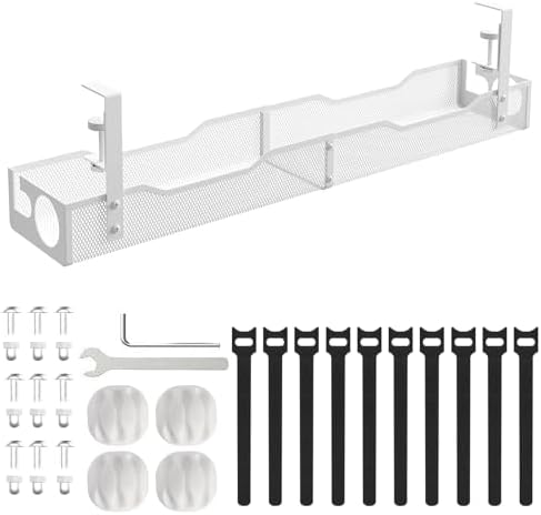 Under Desk Cable Management 27 inches Metal Cord Organizer No Drill Wire Management and Cord Organizer for Home Office S