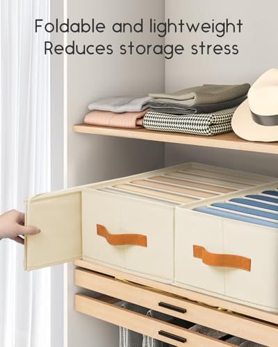 Homsorout Closet Organizers and Storage - Fabric Clothes Organizer with Handles, Foldable Jeans Organizer for Clothes, D