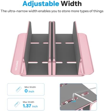 OMOTON 3-Slot Multiple Vertical Laptop Stand, Fits MacBook, Rosegold