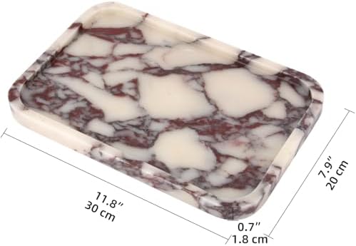 Marble Bathroom Vanity Decorative Tray, Calacatta Viola, 12 * 8 * 0.8