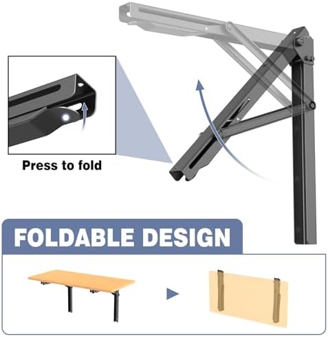 WALMANN 18" Folding Shelf Brackets, Wall-Mounted Collapsible Brackets