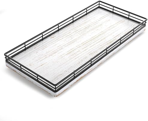 Bathroom Toilet Tank Tray, 13" Wood Toilet Paper Storage Basket Tray Back of Toilet Basket Organizer,Vanity Tray for Per