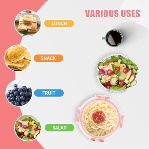 GULFLIN 12pack, 13oz Small Glass Food Storage Containers with Lids, Pink