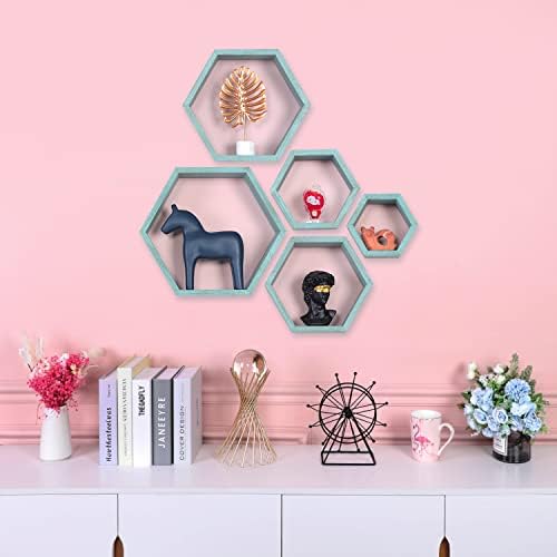 Hexagon Shelves,Floating Wall Shelf,Honeycomb Octagon Cube Shelves Wood