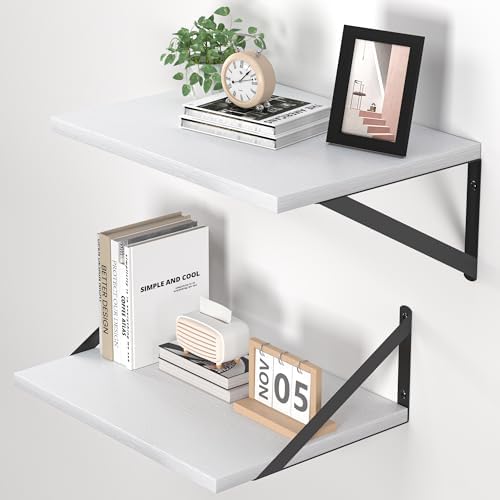 Heimlove 16W x 12D Deep Floating Shelves Set of 2 White