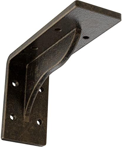 2" W x 6" D x 3 3/4" H Embrey Steel Bracket, Antiqued Pale Gold