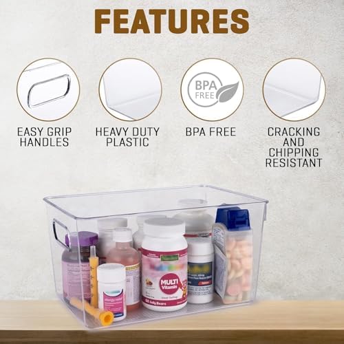 Clear Plastic Storage Bins with Lids, Perfect for Kitchen Organization or Pantry Organization and Storage, Stackable Fri