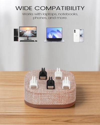 Magnetic Cord Holder, 5 Cable Clips, Desk & Nightstand Organizer