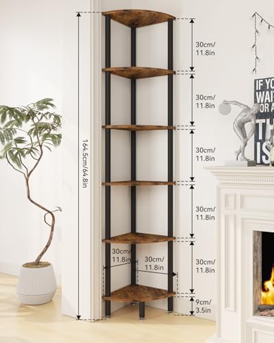 IBUYKE 6 Tier Corner Shelf Stand,Industrial Corner Display Rack WBC011H