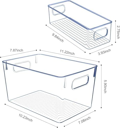 Set of 8 pantry organizers and storage, Clear Plastic Storage Bins for Kitchen Organization, Freezer Storage, Home Edit 