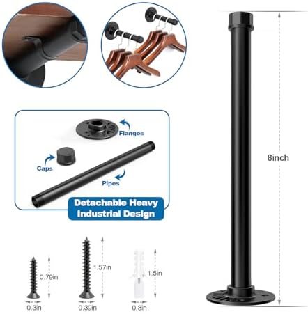 Industrial Pipe Shelving 8 Inch Floating Shelf Brackets DIY Shelving Brackets 12 Pack Pipe Decor Wall Rustic Clothing Ra