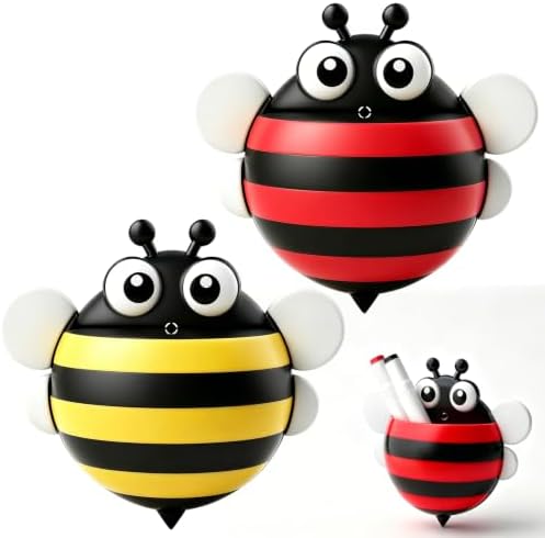KITANIS Cute Bee Magnetic Pen Holder,2 Pack Magnetic Dry Erase Marker Holder,Magnet Storage Marker Pen Pencil Organizer for Refrigerator,Whiteboard,Locker Accessories