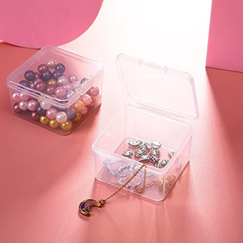 Jetec 6 Pieces Small Clear Plastic Storage Box, 2.5 x 2.5 x 1.6 Inch