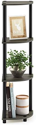 Furinno TURN-N-TUBE Corner Shelf, 4-Tier Corner Bookshelf, Display Storage Shelves with Open Shelves, for Organization a