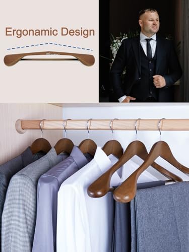 HOUSE DAY 19 Inch Wooden Suit Hangers 6 Pack, Walnut