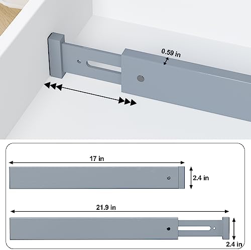 Bamboo Kitchen Drawer Divider 4 Pack,17-22" Adjustable Utensil Drawer Organizer for Dresser Bathroom Bedroom,Grey