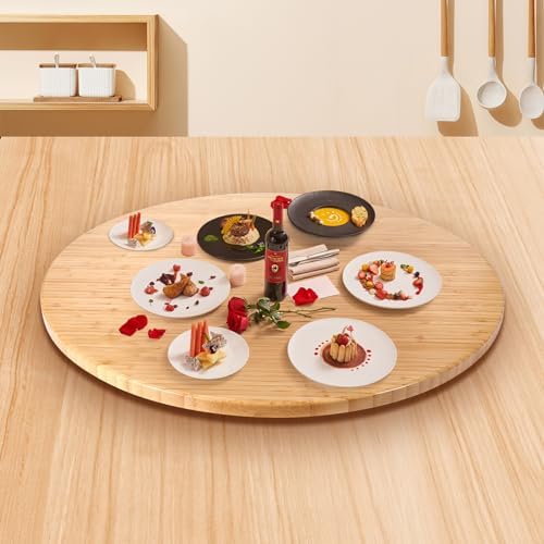 (26 Inch) Bamboo Large Lazy Susan for Dining Table Top with Heavy Duty Metal Rotating Hardware