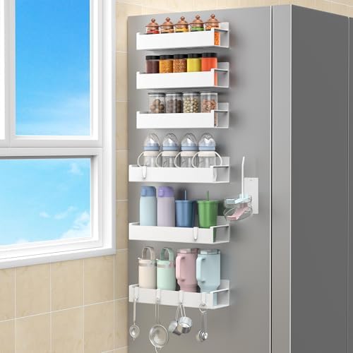 HuggieGems Magnetic Water Bottle Holder for Refrigerator, Cup Holder Organizer for Stanley and Tumbler for Kitchen, 6 Pa
