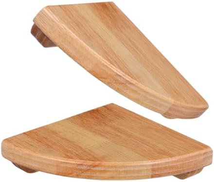 2pcs Fan-Shaped Corner Shelf 6-Inch Rubberwood Wall Mounted Floating Storage Rack for Bathroom Bedroom Kitchen Organizat