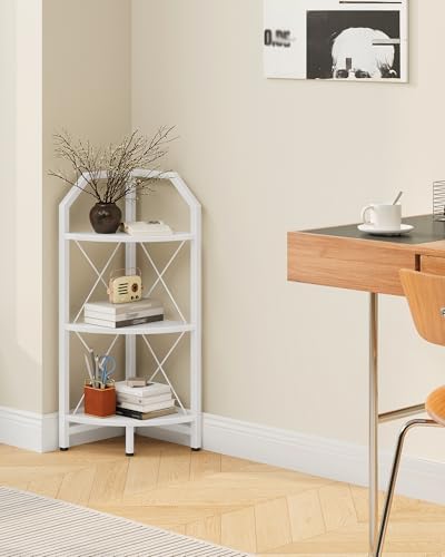 CHOEZON 3-Tier Corner Shelf, Industrial Corner Bookshelf, 35.4" Storage Stand, Plant Stand Display Shelf, Bookcase for B