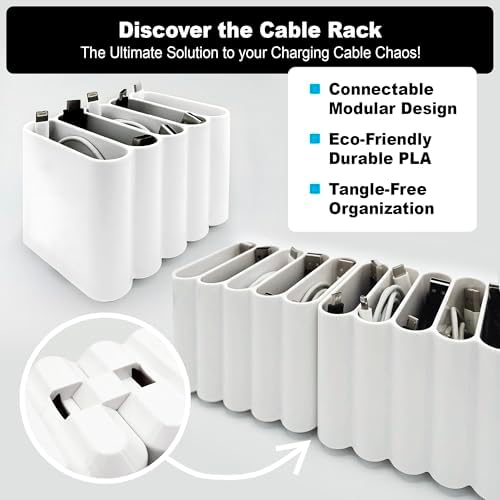 Cable Management Organizer Cord Management, Multiple Slots for Home, Office, Desk, Workshop, Durable Plastic Connectable