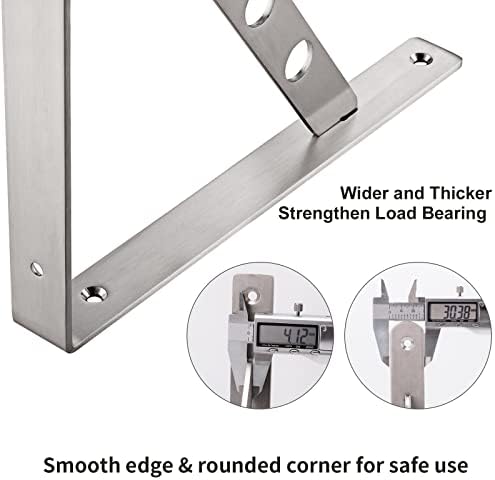 YUMORE 16 Inch Shelf Bracket, Heavy Duty L Bracket, 2 Pack