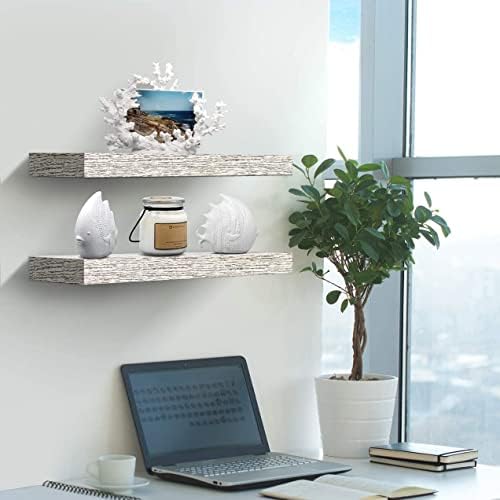 Sorbus 16 Inch Wood Floating Shelves for Wall (2 Pack, Rustic)