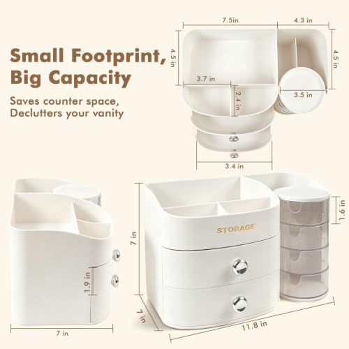 XIAPIA Makeup Organizer Countertop, Make Up Organizer for Vanity