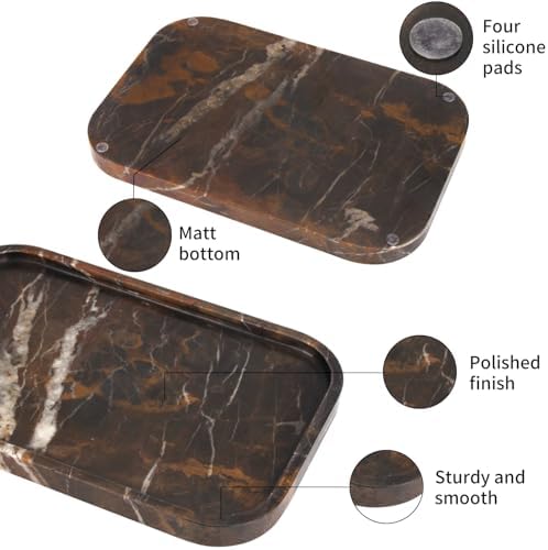 Marble Bathroom Vanity Decorative Tray, Black Gold, 12 * 8 * 0.8