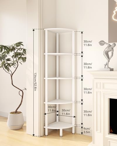 IBUYKE 5 Tier Corner Shelf Stand,Industrial Corner Display Rack WBC010W