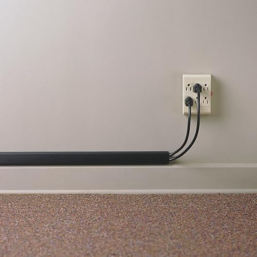 Electriduct 1.5" Locking Channel Raceway Cord Concealer and Wire Hider Cable Manager - 46 Inch - Black